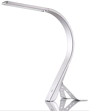 Victory Light Curved Contemporary LED Swan Task Lamp, 18"H, Metallic Silver Shade/Metallic Silver Base