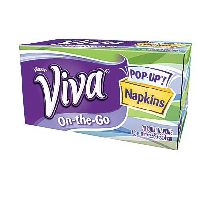 Kimberly-Clark® Viva On-the-Go 1-Ply Napkins, 8 15/16" x 10", White, 70 Napkins Per Box, Case Of 8 Boxes