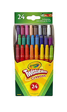 Crayola Twistables Crayons With Plastic Container Mini Size Assorted Colors  Pack Of 24 Crayons - Office Depot