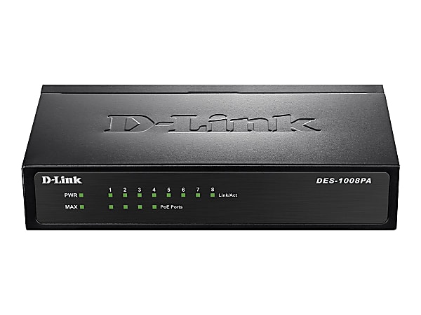 D-Link DES 1008PA - Switch - unmanaged - 4 x 10/100 (PoE) + 4 x 10/100 - desktop - PoE