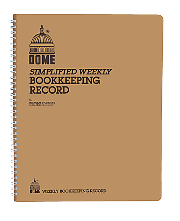 Dome Bookkeeping Record Book - 128 Sheet(s) - Wire Bound - 8.75" x 11.25" Sheet Size - White Sheet(s) - Beige Cover - Recycled - 1 Each