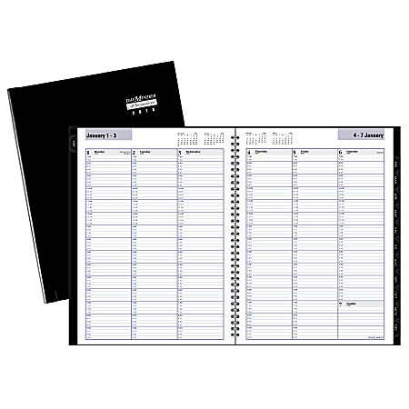 DayMinder® Weekly Premiere Professional Hard Cover Appointment Book, 8" x 10 7/8", Black, January to December 2018 (G520H00-18)