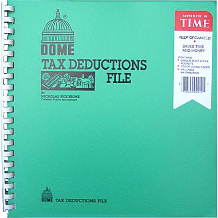 Dome Tax Deduction File Book - 9 3/4" x 11" Sheet Size - Lime, Turquoise - Recycled - 1 Each