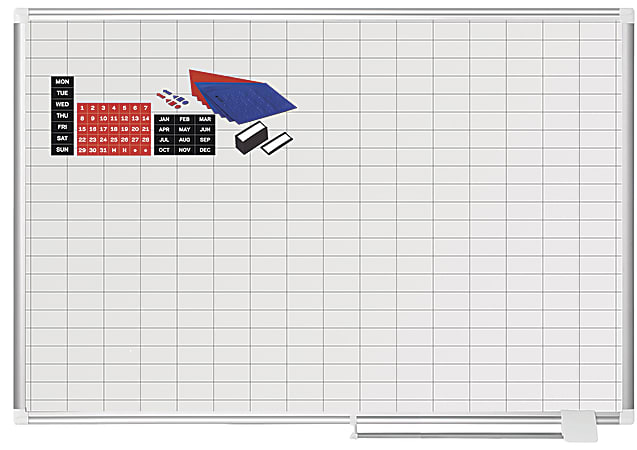 MasterVision® Magnetic Gold Ultra™ Dry-Erase Planning Whiteboard With Accessory Kit, 36” x 48”, Aluminum Frame With Silver Finish