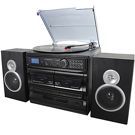 Trexonic 3 Speed Vinyl Turntable Home Stereo System Black Office