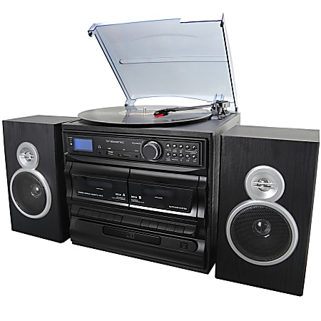 Trexonic 3-Speed Vinyl Turntable Home Stereo System, Black