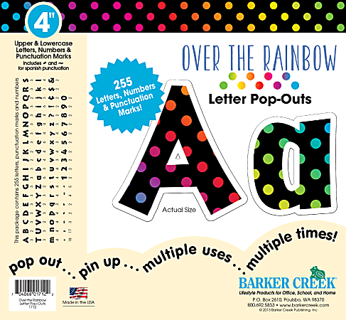 Barker Creek® Letter Pop-Outs, 4", Over The Rainbow,