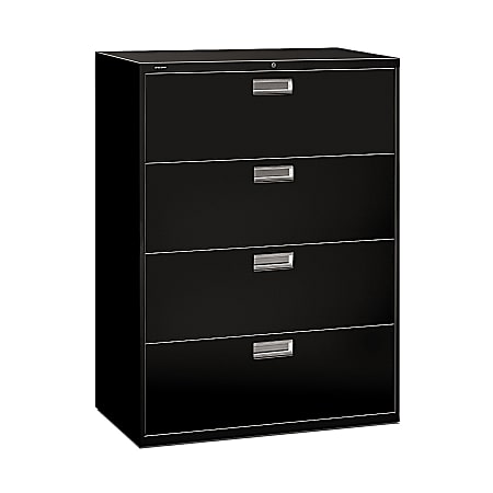 HON® Brigade® 600 42"W x 18"D Lateral 4-Drawer File Cabinet, Black