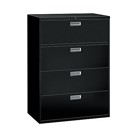 HON® Brigade® 600 42"W x 18"D Lateral 4-Drawer File Cabinet, Black