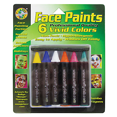 Crafty Dab Jumbo Crayon Face Paint, Assorted Colors, Pack Of 36