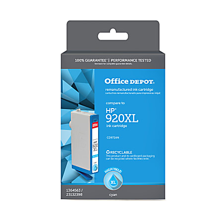 Office Depot® Brand Remanufactured High-Yield Cyan Ink Cartridge Replacement For HP 920XL, OM05044