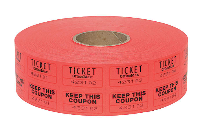 OfficeMax Ticket Rolls Double Red