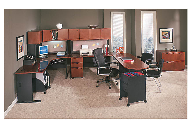 Bush® OfficePro Corner Hutch, 36 1/2"H x 47 1/4"W x 47 1/4"D, Hansen Cherry/Galaxy