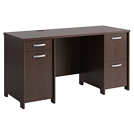 Bush Furniture Envoy 58"W Office Desk With 2 Pedestals, Mocha Cherry, Standard Delivery