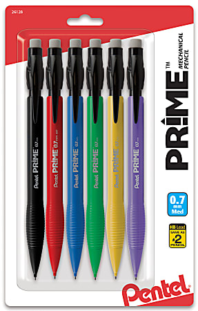 Prime Mechanical Pencils, 0.7 mm, Medium Point, Assorted Barrel Colors, Pack Of 6