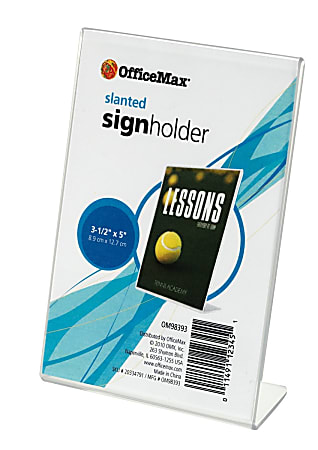 OfficeMax Slanted Sign Holder, 3-1/2" x 5"