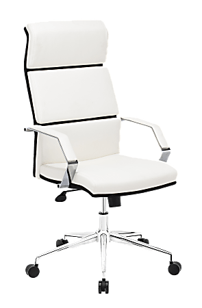 Zuo® Modern Lider Pro Mid-Back Chair, White/Silver