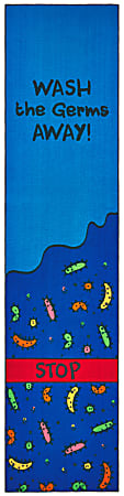 Carpets for Kids® KID$Value Rugs™ Wash Away The Germs Sanitize Activity Runner Rug, 3' x 12' , Blue