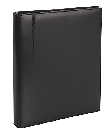 Office Depot® Brand Premium Leatherette Presentation 3-Ring Binder, 1" Round Rings, Black