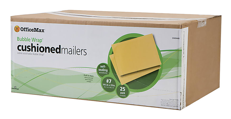 OfficeMax® Bubble Wrap® Cushioned Mailers, Size #7, 14 1/4" x 20", Pack Of 25