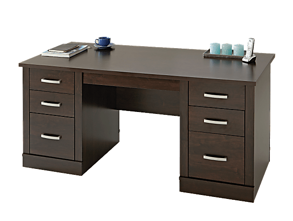 Sauder® Office Port 66"W Executive Computer Desk, Dark Alder