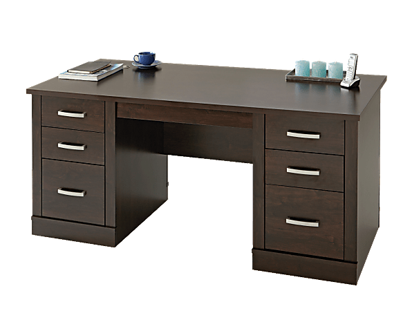Sauder® Office Port 66"W Executive Desk, Dark Alder