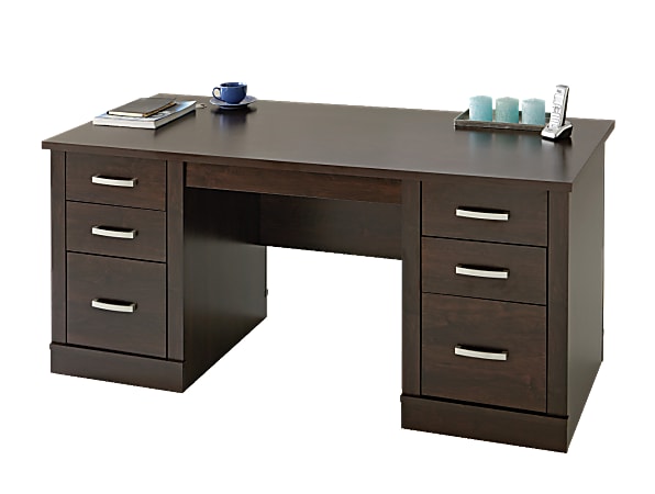 Sauder® Office Port 66"W Executive Desk, Dark Alder
