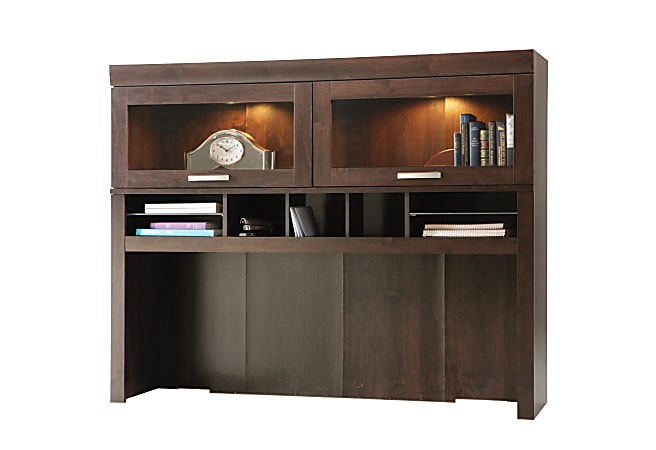 Sauder® Office Port Computer Credenza Hutch, Dark Alder