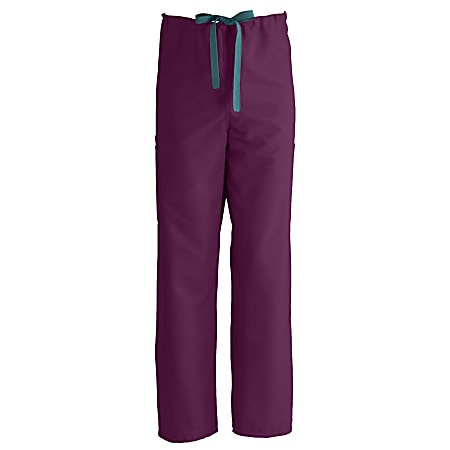Medline ComfortEase™ Unisex Regular Non-Reversible Drawstring Cargo Scrub Pants, XL, Wine