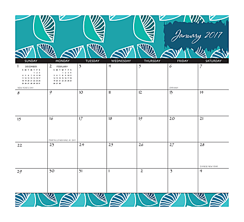 Office Depot® Brand Monthly Magnetic Calendar Pad, 9 1/2" x 8 1/2", January to December 2017