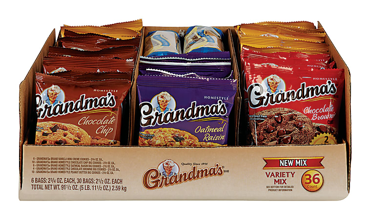 Grandma's Cookies, Variety Pack, Box Of 36 Bags