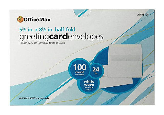 OfficeMax #6 Greeting Card Envelopes, 24Lb White