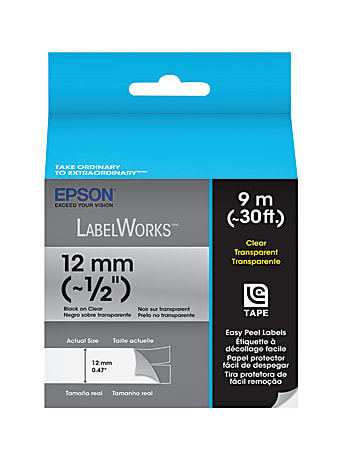 Epson LabelWorks LC-4TBN9 Black On Clear Tape Cartridge, 0.5" x 30'