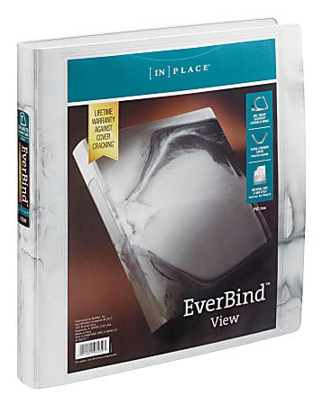 [IN]PLACE® EverBind View Binder, 1", White Smoke