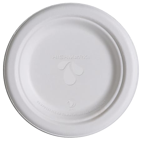 Highmark&reg; ECO Compostable Sugarcane Paper Plates, 6", White, Pack Of 1,000