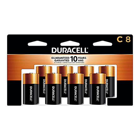 Duracell Coppertop C Alkaline Batteries, Pack Of 8, 3 Hang Hole Packaging