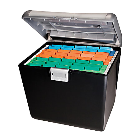 OfficeMax Weather-Resistant Compact File Box, 7" x 15" x 13", Black