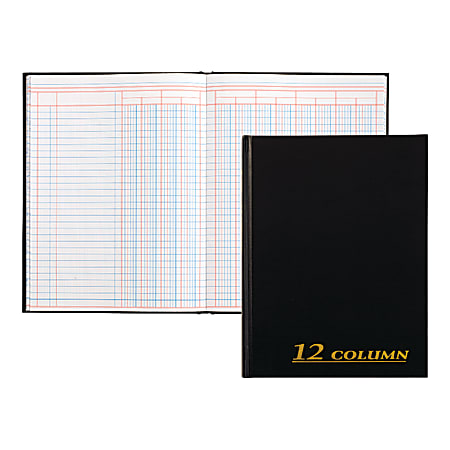 Adams® 12-Column Account Book, 7" x 9 1/4", Black