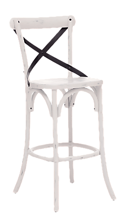 Zuo® Era Union Square Bar Stool, 44 2/5"H x 18"W x 19 7/10"D, White/Black