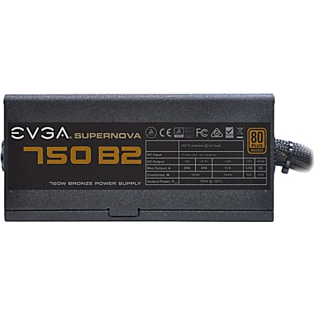 EVGA SuperNOVA 750 B2 Power Supply - Internal - 120 V AC, 230 V AC Input - 750 W / 3.3 V DC, 5 V DC, 12 V DC, -12 V DC, 5 V DC - 1 +12V Rails - 1 Fan(s) - NVIDIA SLI Supported - 85% Efficiency