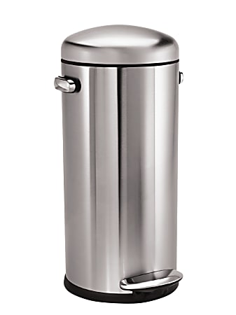 simplehuman® Round Brushed Stainless Steel Retro Step Trash Can, 8 Gallons