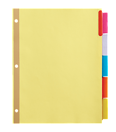 Office Depot® Brand Insertable Tab Dividers, 5-Tab, Buff Paper, Multicolor Tabs