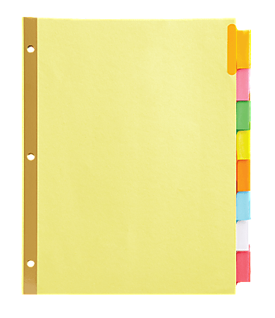 Office Depot® Brand Insertable Tab Dividers, 8-Tab, Buff Paper, Multicolor Tabs, Pack Of 3