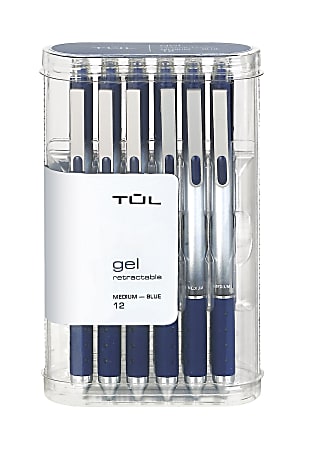 Callisto Retractable Gel Ink Pens, Medium Point, 0.7 mm, Blue Barrel, Blue  Ink, Pack Of 4 Pens