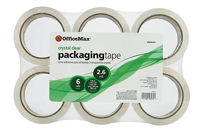 OfficeMax High Performance Crystal Clear Packaging Tape, 1.88" x 54.6 yd., 6/pk.