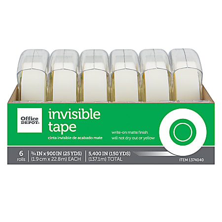 Office Depot® Brand Invisible Tape With Dispenser, 3/4" x 900",  Pack Of 6