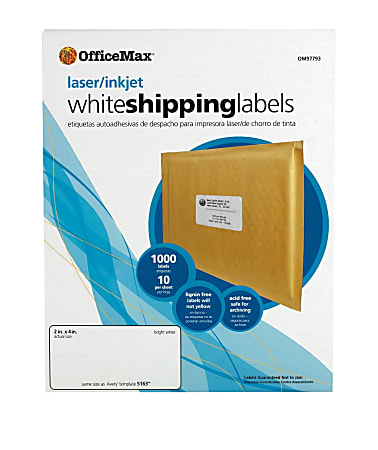 OfficeMax Multipurpose Labels, 2x4", White