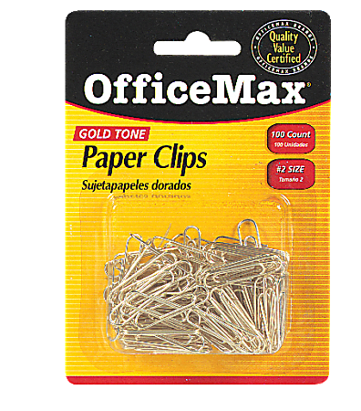 OfficeMax Jumbo Paper Clips, #2, Gold, Pack Of 100