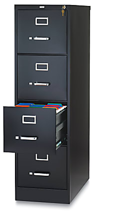 OfficeMax Four-Drawer Commercial Vertical File, 26-1/2" D, Letter Size, Black