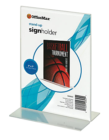 OfficeMax Stand Up Sign Holder, 5" x 7"